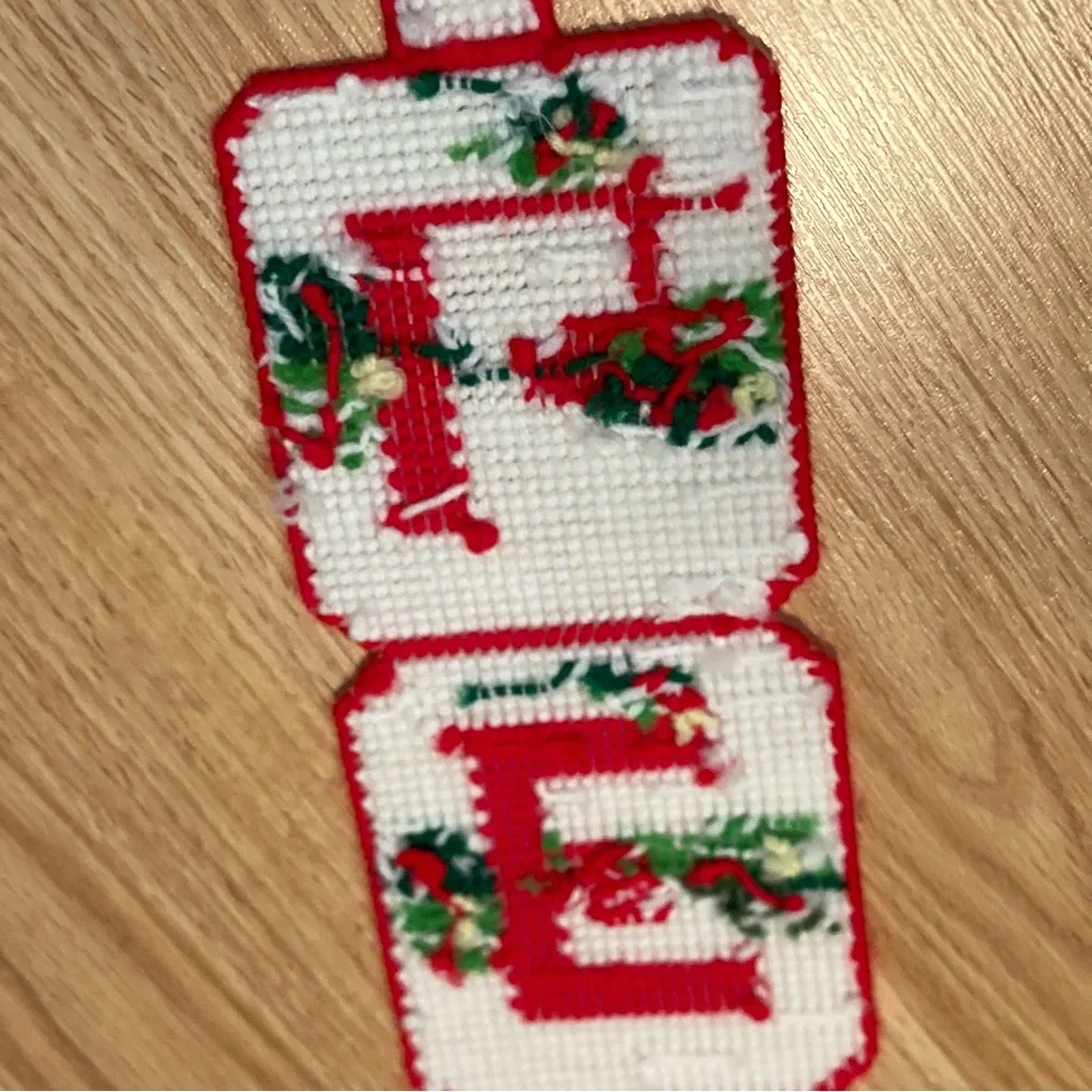 Vintage NOEL Christmas plastic canvas‎ hanging decor